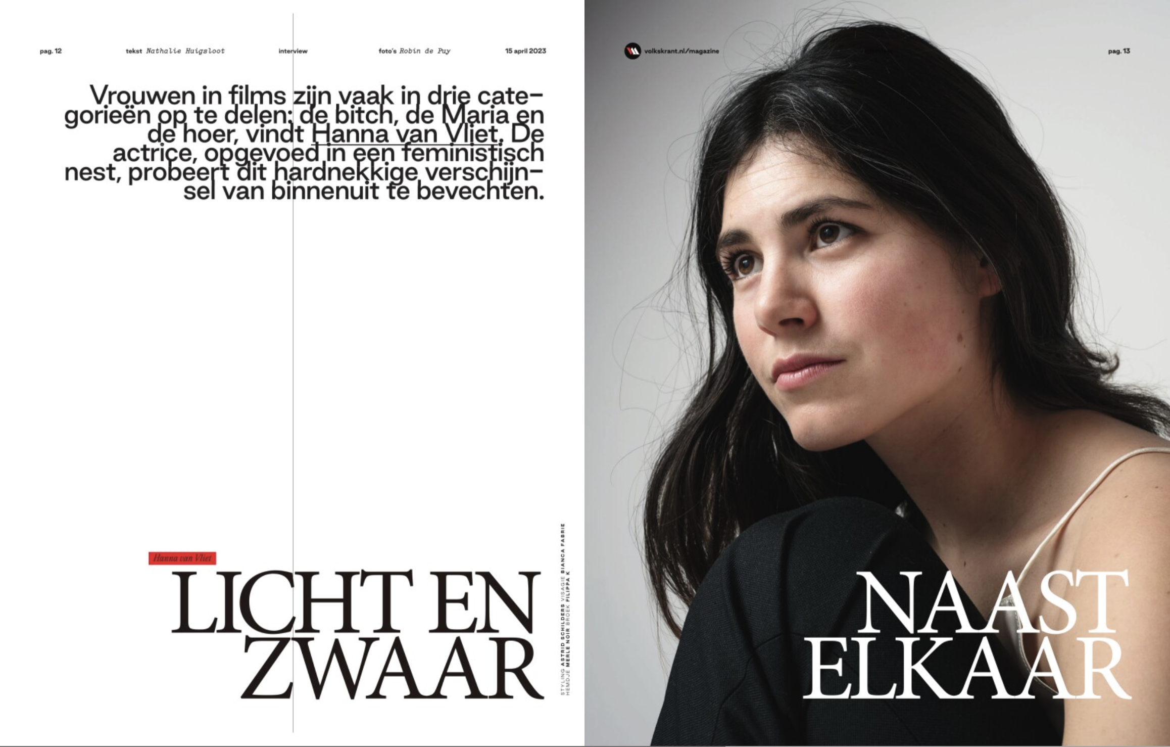 Hanna van Vliet in Volkskrant Magazine over genderverschillen in de film- en televisiewereld cover